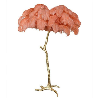 wickedafstore 0 Gold and orange / H75cm 32 feathers Modern Ostrich Feather Floor Lamp Designer Resin Tree Standing Lamp for Living Room Bedroom Desk Lamp E27 Creative Floor Lights