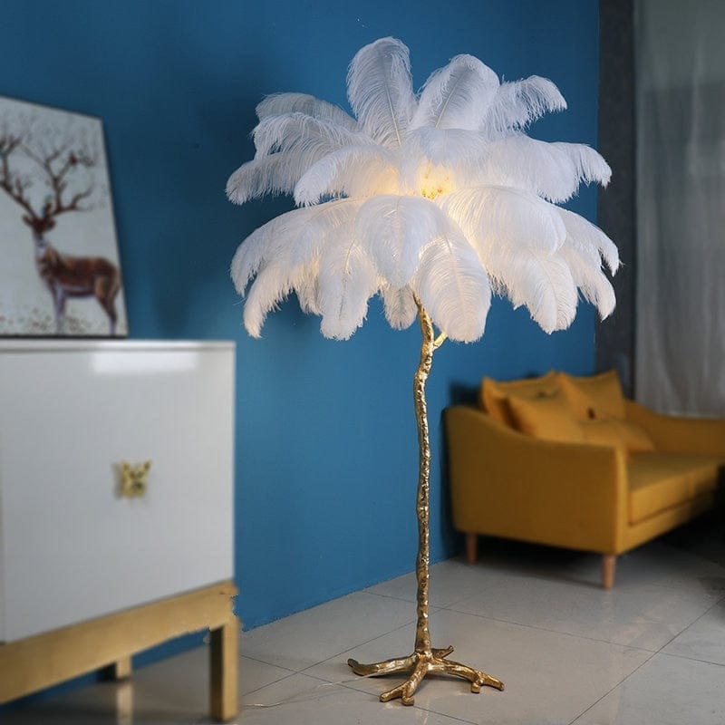 wickedafstore 0 Gold and white / Floor Lamp Luxurious Feather Floor Lamp