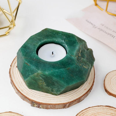 wickedafstore 0 Green Aventurine Natural Crystal Candle Holder