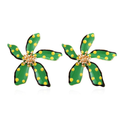 wickedafstore 0 Green Flower Stud Earrings