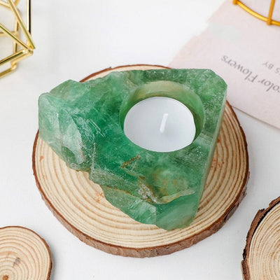 wickedafstore 0 green fluorite Natural Crystal Candle Holder