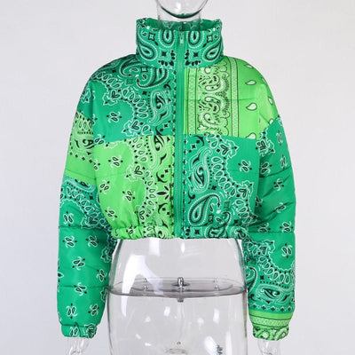 wickedafstore 0 Green / S Bandana Puffer Jacket