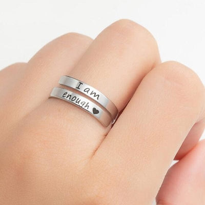 wickedafstore 0 I am Enough Engraved Letters Ring