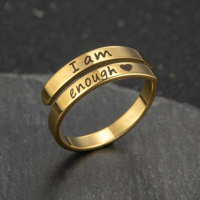 wickedafstore 0 I am Enough Engraved Letters Ring