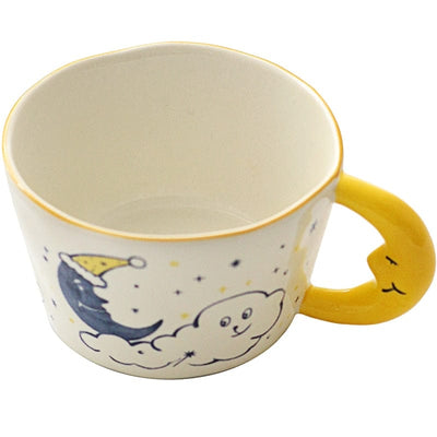 wickedafstore 0 Korean Cute Hand Painted Bear Moon Ceramic Mug Creative Breakfast Cup Kitchen Drinkware Lovely Milk Tea Coffee Mugs Funny Gift