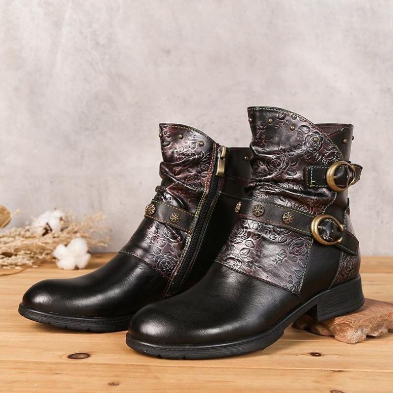 wickedafstore 0 Leather Buckle Boots