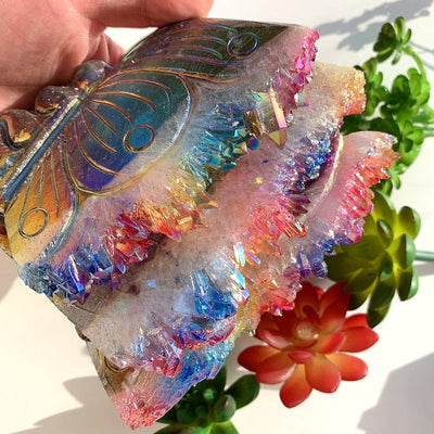wickedafstore 0 Natural Clear Quartz Cluster Rainbow Aura Butterfly Girl Crafts Ornaments  Crystal Animal Gifts Decorate