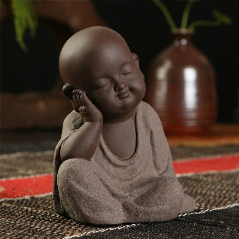 wickedafstore 0 No.4 Free Shipping Buddha Statues Small Monk Color Sand Ceramic Home Club Geomantic Decoration Purple Sand Figurines Tea Pet