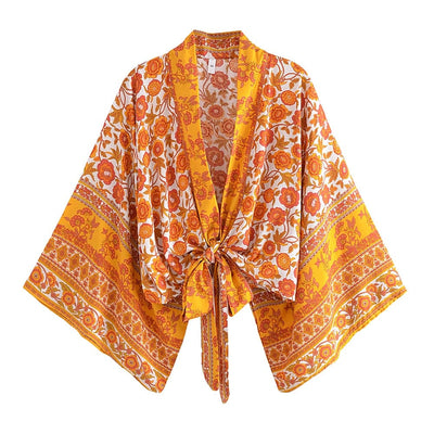 wickedafstore 0 Orange / S Mystical Meadow Kimono