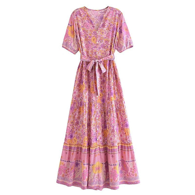 wickedafstore 0 Pink / S Blossom Bliss Maxi Dress