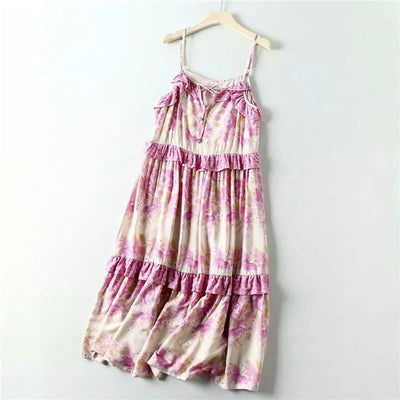 wickedafstore 0 pink / S Ruffle Midi Dress