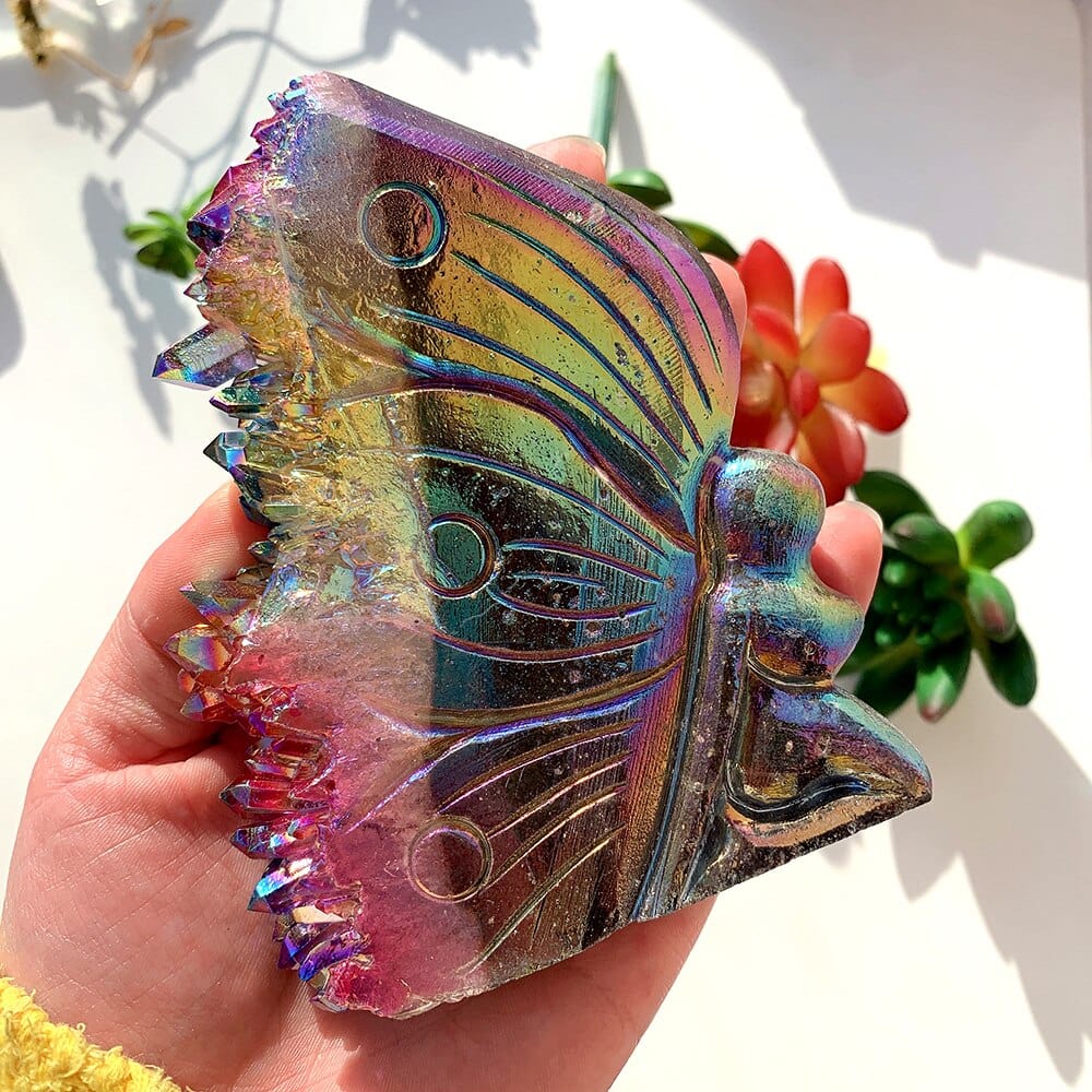 wickedafstore 0 Rainbow Aura Butterfly Carving