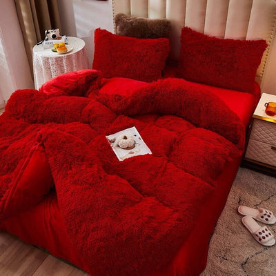wickedafstore 0 Red / 150x200cm 1pc Luxury Fluffy Bedding Set