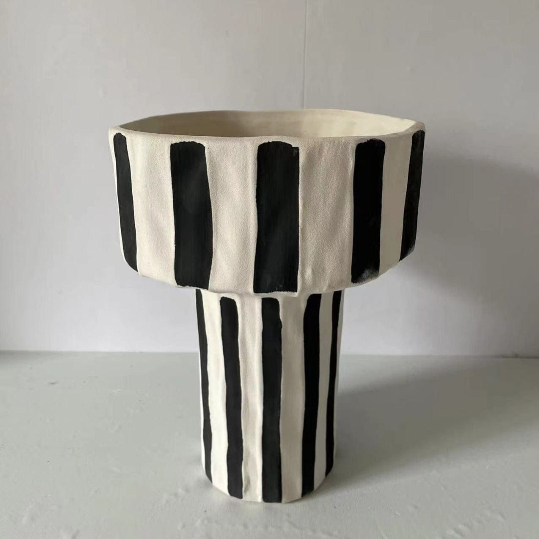 wickedafstore 0 Red Ceramic Black and White Striped Vase
