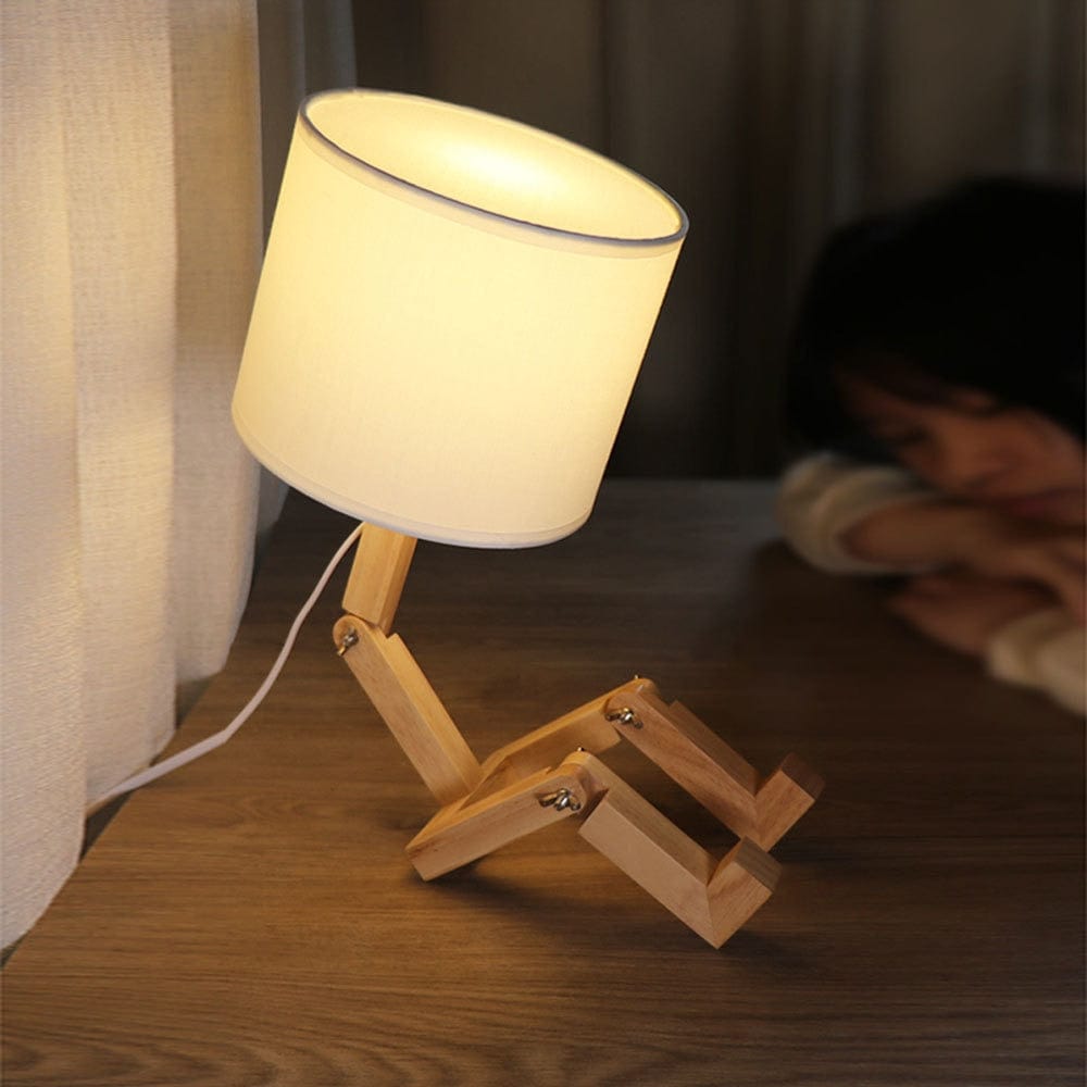 wickedafstore 0 Robot Wooden Table Lamp