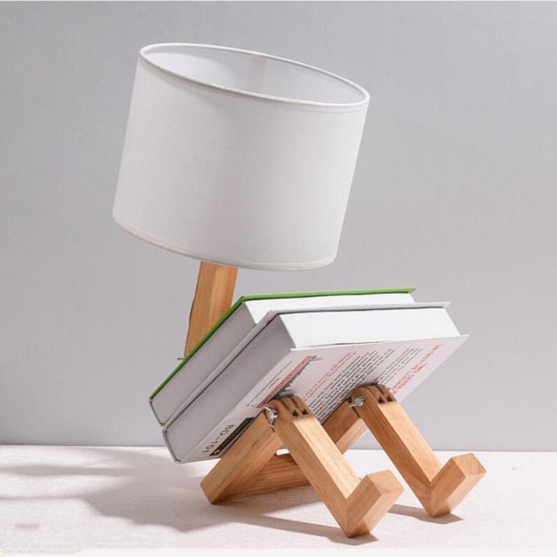 wickedafstore 0 Robot Wooden Table Lamp