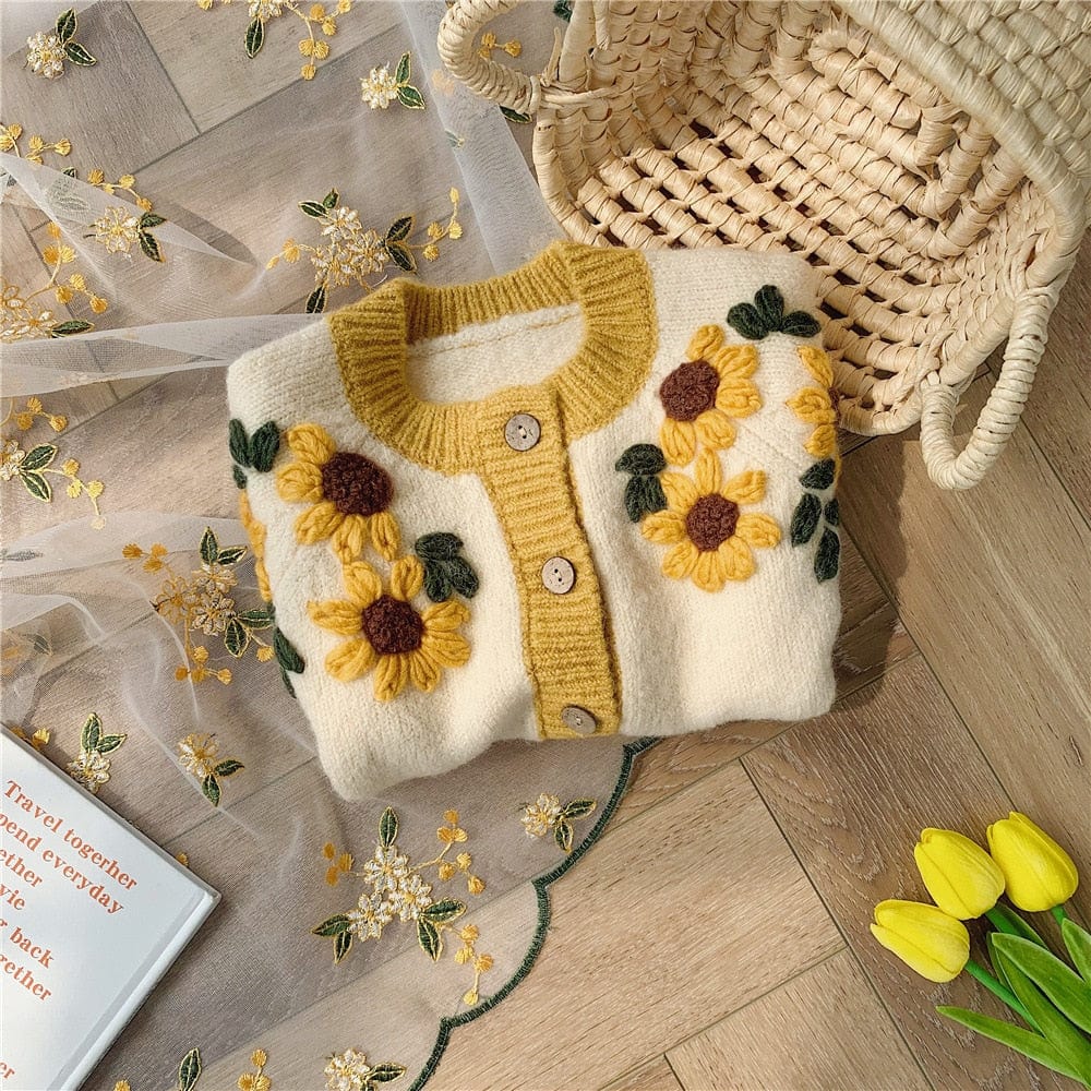 wickedafstore 0 Sunflower Baby Girl Knitted Cardigan