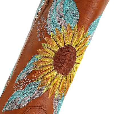 wickedafstore 0 Sunflower Embroidered Boots