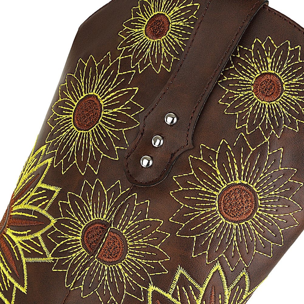 wickedafstore 0 Sunflower Garden Embroidered Western Boots