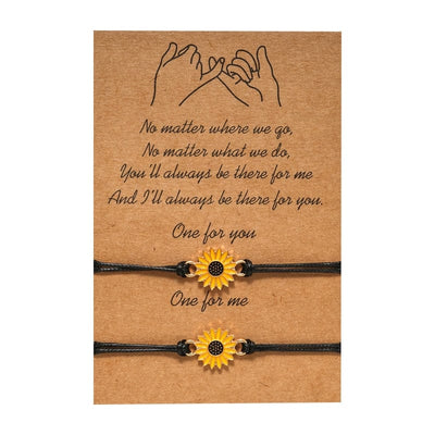 wickedafstore 0 Sunflower Pendant Love & Friendship Bracelet Set
