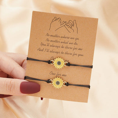 wickedafstore 0 Sunflower Pendant Love & Friendship Bracelet Set