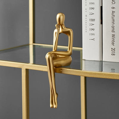 wickedafstore 0 The Thinker Golden Abstract Bookshelf Figurines