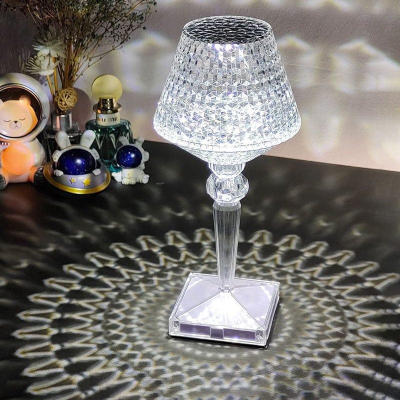 wickedafstore 0 Touch Crystal Table Lamp LED Diamond Bar Lamp Creative Wine Glass Night Light 16 Colors Changing Atmosphere Light Romantic Decor