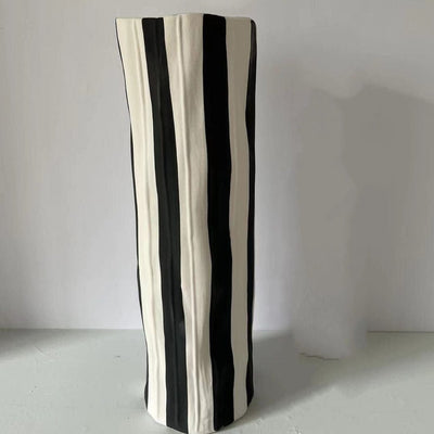 wickedafstore 0 White Ceramic Black and White Striped Vase