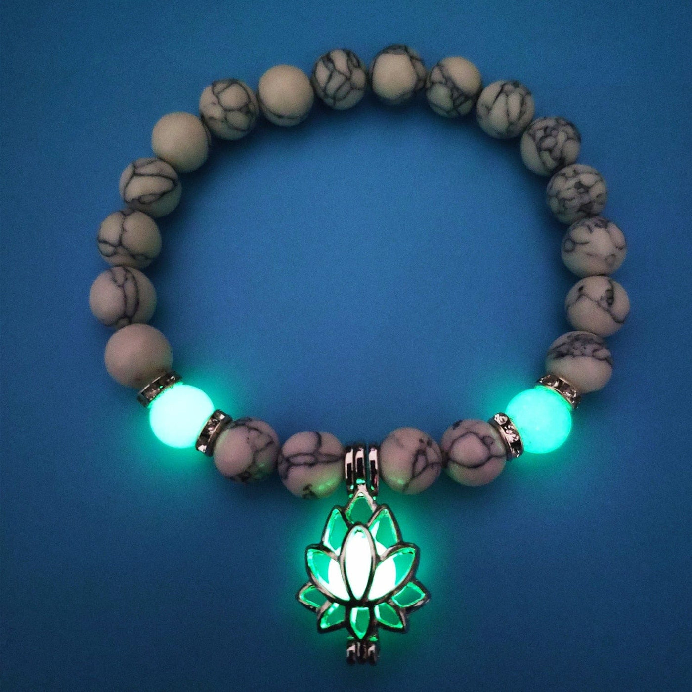 wickedafstore 0 White Turquoise Green Glow Healing Stone Glow Bracelet