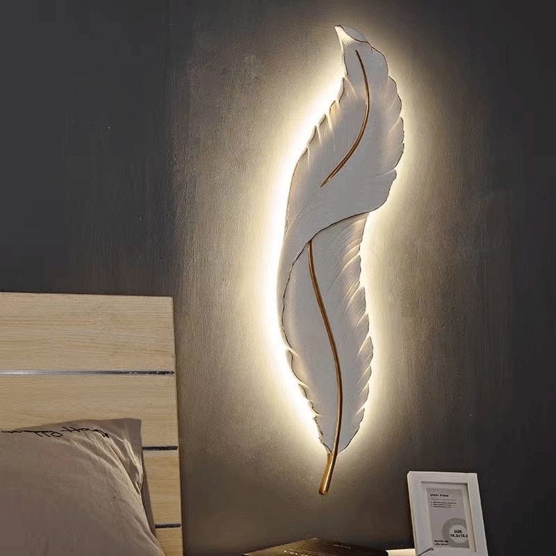 wickedafstore 0 White / W20xH65 cm / 3 Colors changeable Feather LED Wall Lamp