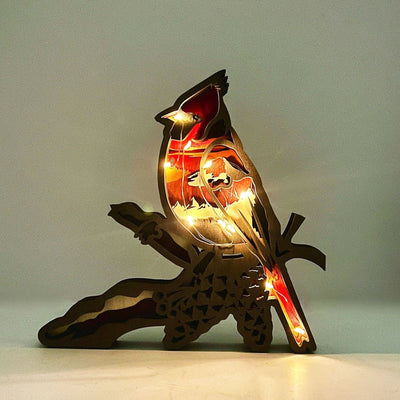 wickedafstore 0 Wooden Bird Figurine with LED Lights