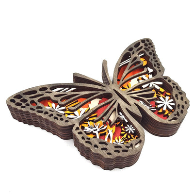 wickedafstore 0 Wooden Butterfly Carving with LED Lights