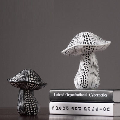 wickedafstore 0 WU CHEN LONG Nordic Wave Point Element Mushrooms Figurine Plant Art Sculpture Resin Art&amp;Craft Home Decoration Accessories R2518