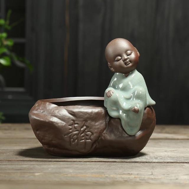 wickedafstore 02 Without Hole Little Monk Ceramic Flower Pot