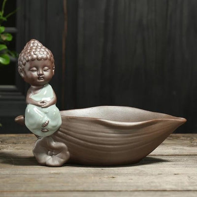 wickedafstore 08 With Hole Little Monk Ceramic Flower Pot