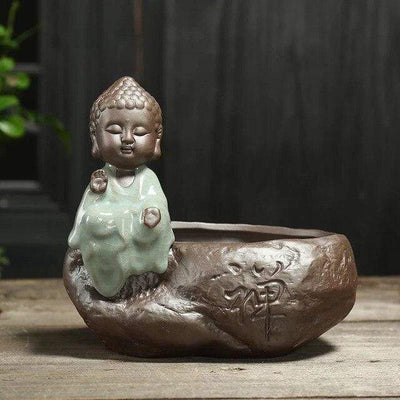 wickedafstore 09 With Hole Little Monk Ceramic Flower Pot