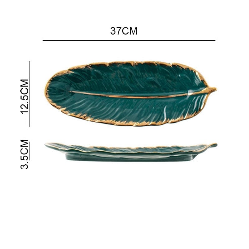 wickedafstore 14'' Blue Feather Shape Plate