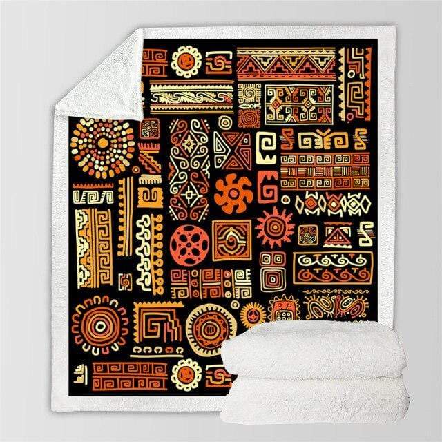 wickedafstore 150x200cm/59"x78" Aztec Print Fleece Throw Blanket