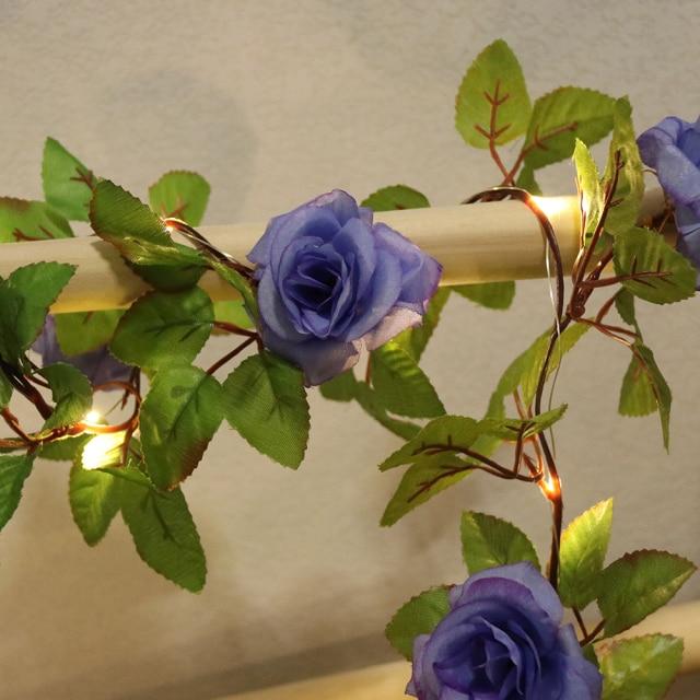 wickedafstore 17pcs blue rose / 0-5W Decorative Rose Vine String Lights