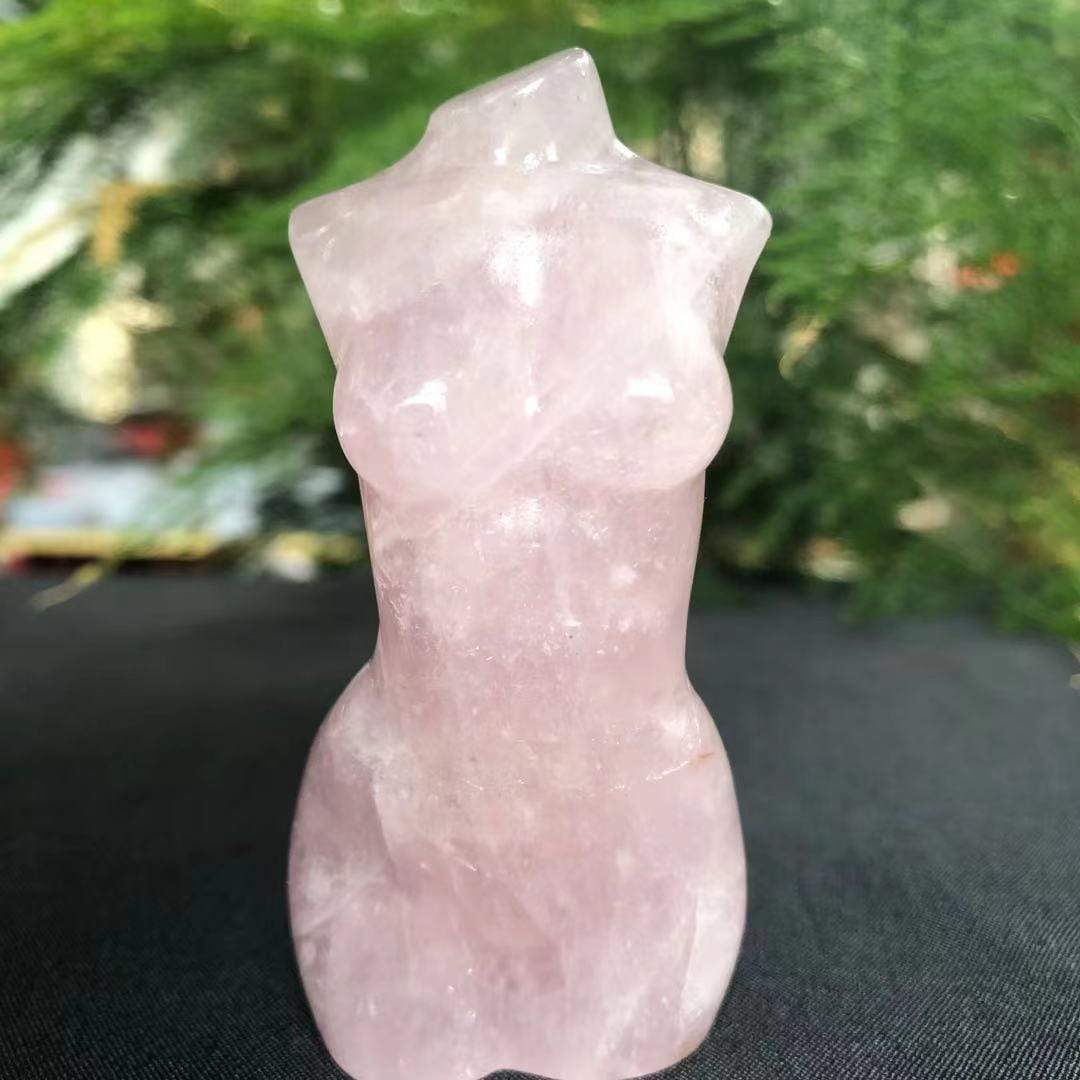 wickedafstore 1pc Rose Quartz Carved Crystal Goddess