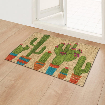 wickedafstore 1Pcs Cactus Pattern Doormat Rectangular Creative Rug Home Entry Carpet Bathroom Non-slip Absorbent Carpet