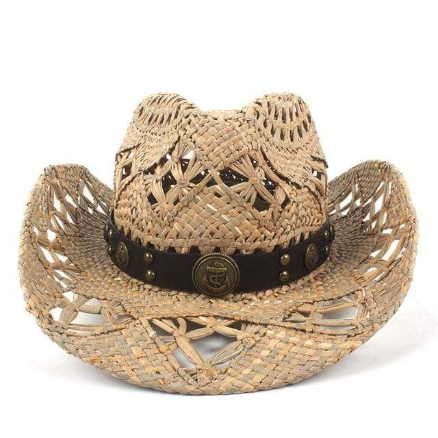 wickedafstore C23Natural Straw Handmade Cowboy Hat