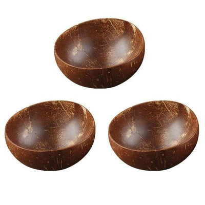wickedafstore 3 bowl Natural Coconut Wood Bowl