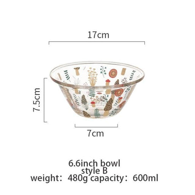 wickedafstore 6.6inch B Cute Hand Painted Glass Bowls