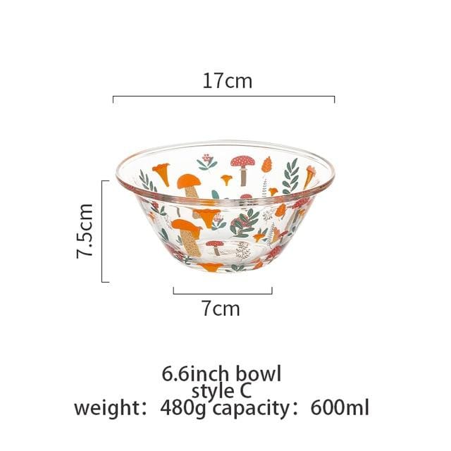 wickedafstore 6.6inch C Cute Hand Painted Glass Bowls