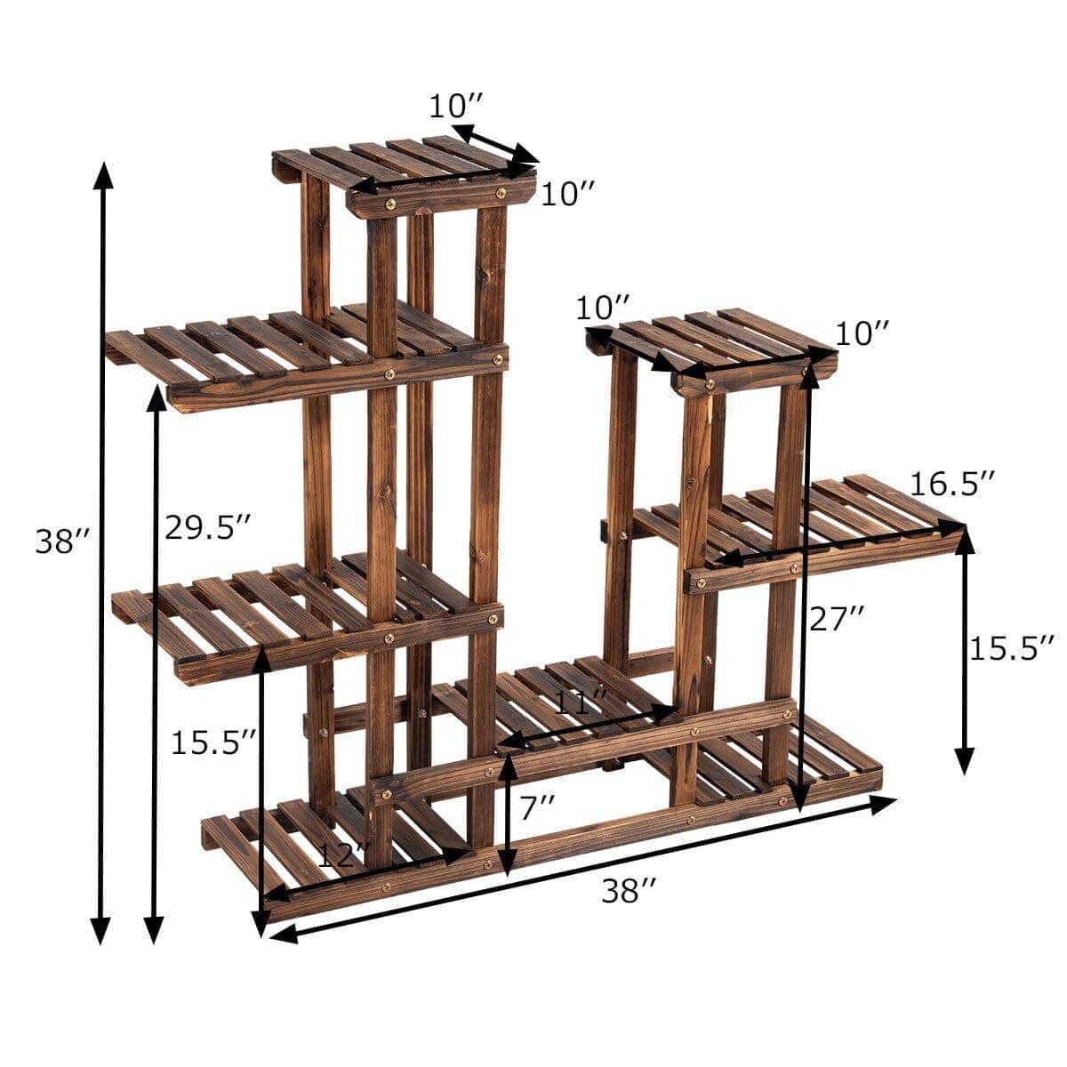 wickedafstore 6-Tier Layered Wooden Plant Shelf