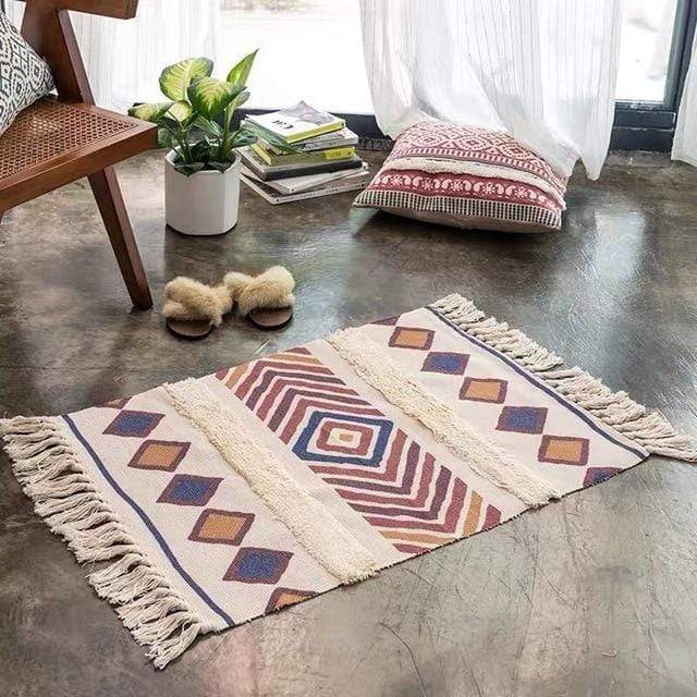 Linen Carpet with Tassels (7 designs) - wickedafstore