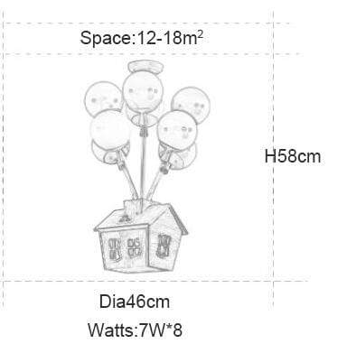 wickedafstore 8 Heads & Houses / Warm white Flying Balloon House Chandelier