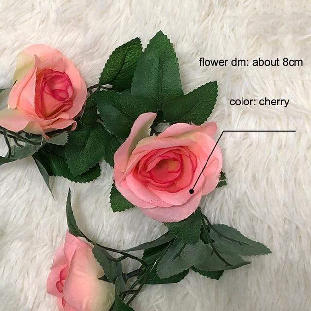 wickedafstore 8cm blush rose / 0-5W Novelty 2.2M Rose Flower Fairy Lights Artificial Ivy Garland Copper Light Strings for Bouquets Wedding Bedroom Decorations