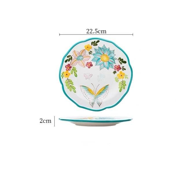 wickedafstore 8inch plate Nordic Style Floral Plates Set